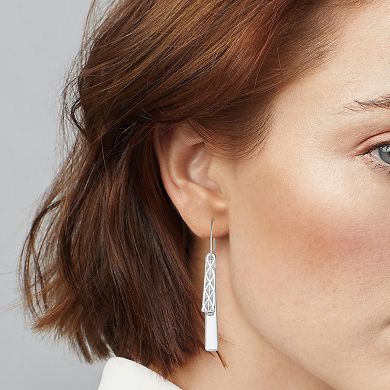 Nine West Silver Tone Bar Drop Wire Earrings