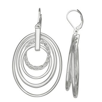 Nine West Silver Tone Ring Drop Earrings
