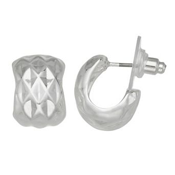 Nine West Silver Tone Geometric Hoop Post Earrings