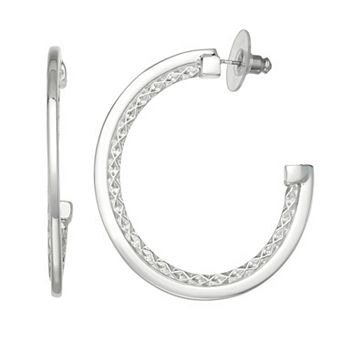 Nine West Silver Tone Hoop Post Earrings