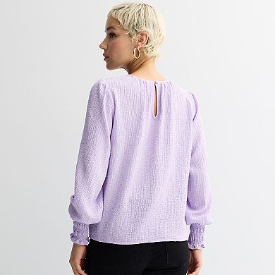 Women's Nine West Long Sleeve Shirred Blouse