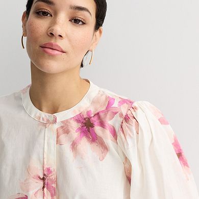 Women's Nine West Puff Sleeve Button Down Top