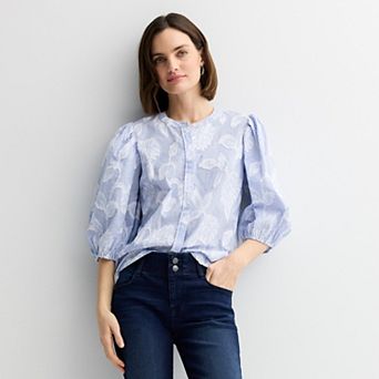 Women's Nine West Puff Sleeve Button Down Top