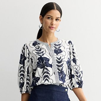 Women's Nine West Puff Sleeve Button Down Top