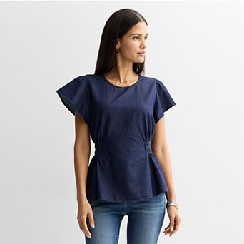 Women's Nine West Cinched Flutter Sleeve Blouse