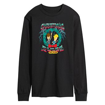 Men's Beavis And Butt-Head Christmas Rules Long Sleeve Graphic Tee