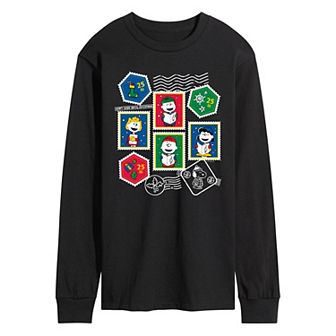 Men's Peanuts Christmas Stamps Long Sleeve Graphic Tee