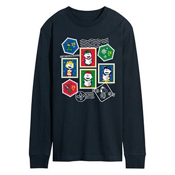 Men's Peanuts Christmas Stamps Long Sleeve Graphic Tee
