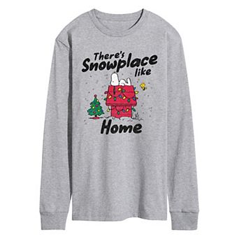 Men's Peanuts Snoopy There's Snowplace Like Home Long Sleeve Graphic Tee