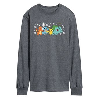 Men's Pokemon Group Snowball Fight Long Sleeve Graphic Tee