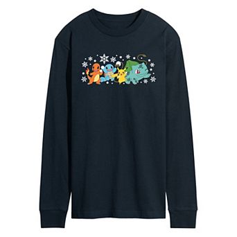 Men's Pokemon Group Snowball Fight Long Sleeve Graphic Tee
