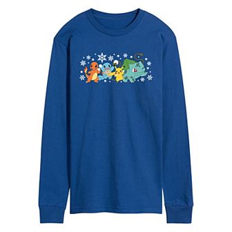 Men's Pokemon Group Snowball Fight Long Sleeve Graphic Tee