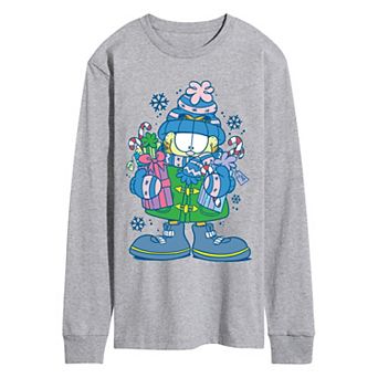 Men's Garfield Holiday Shopping Long Sleeve Graphic Tee