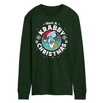 Men's SpongeBob SquarePants Have A Krabby Christmas Long Sleeve Graphic Tee