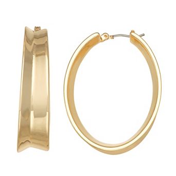 Nine West Gold Tone Oval Hoop Earrings