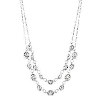 You're Invited Silver Tone Simulated Crystal Multirow Necklace