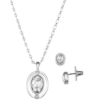 You're Invited Silver Tone Simulated Crystal Necklace & Earring Set
