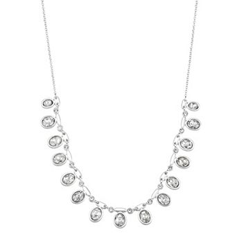 You're Invited Silver Tone Simulated Crystal Front Necklace