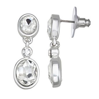 You're Invited Silver Tone Lab-Created Gemstone Double Drop Earrings