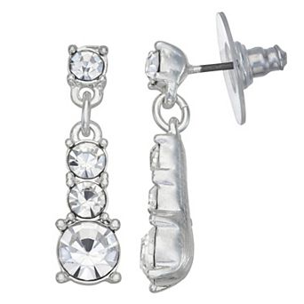 You're Invited Silver Tone Lab-Created Gemstone Linear Drop Earrings