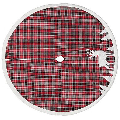 Dyno 48" Red and Black Plaid Reindeer Christmas Tree Skirt