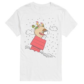Men's Peanuts Snoopy & Woodstock House Sled Graphic Tee