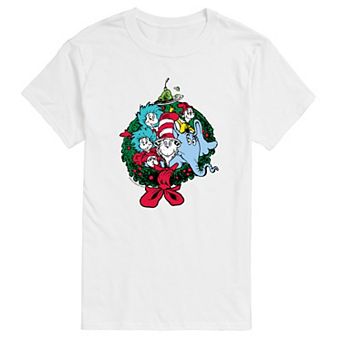 Men's Dr. Seuss Characters Christmas Wreath Graphic Tee