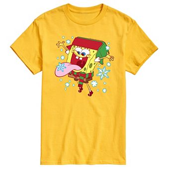 Men's SpongeBob SquarePants Catching Snowflakes Graphic Tee