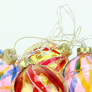 PENN 4-ct. Pink & Red LED Glass Swirl Ball Christmas Ornament String Light Set