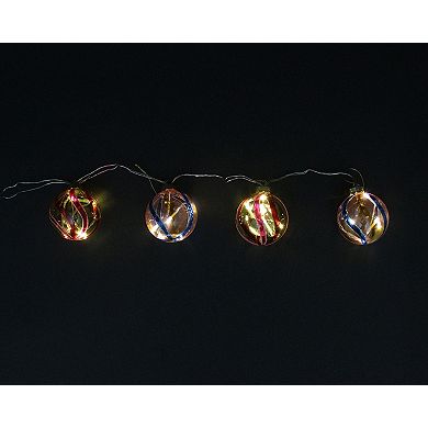 PENN 4-ct. Pink & Red LED Glass Swirl Ball Christmas Ornament String Light Set