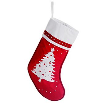 Allstate 22-Inch Embroidered Tree with Rhinestones Christmas Stocking