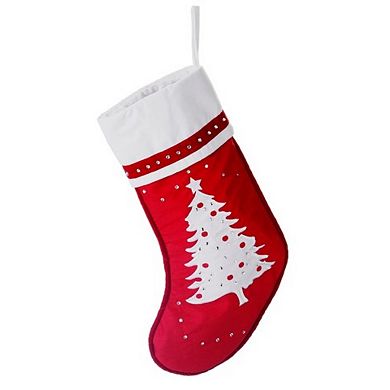 Allstate 22-Inch Embroidered Tree with Rhinestones Christmas Stocking