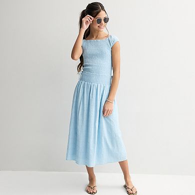 Girls 7-16 eyeshadow Smocked Top & Maxi Skirt Set