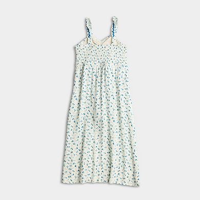 Girls 7-16 eyeshadow Ditsy Floral Smocked Walk Through Romper