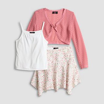 Girls 7-16 IZ Byer 3 pc Long Sleeve Shrug, Cami Tank & Short Skirt Set