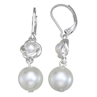 You're Invited Silver Tone Simulated Pearl Leverback Drop Earrings