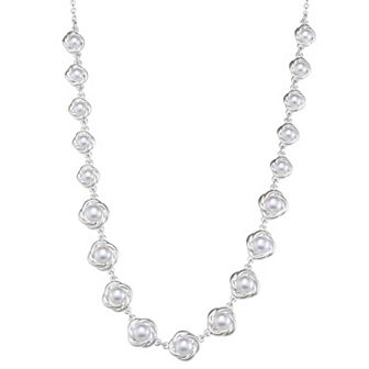 You're Invited Silver Tone Lab Created Pearl Collar Necklace