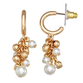 You're Invited Gold Tone Clustered Chandelier Drop Hoop Earrings