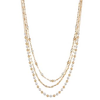 You're Invited Gold Tone Multirow Necklace