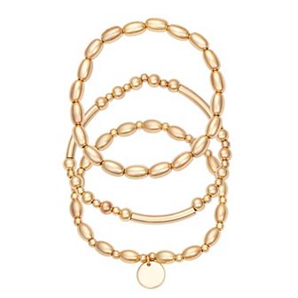 Nine West Gold Tone 3 Row Coin Stretch Bracelets