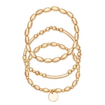 Nine West Gold Tone 3 Row Coin Stretch Bracelets