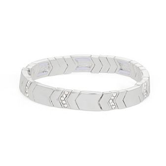 Nine West Silver Tone Simulated Crystal Accent Stretch Bracelet