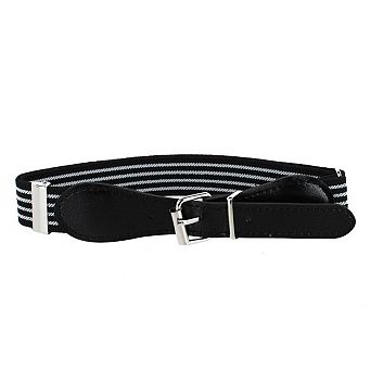 CTM Kids' Striped Elastic Stretch Belt with Buckle