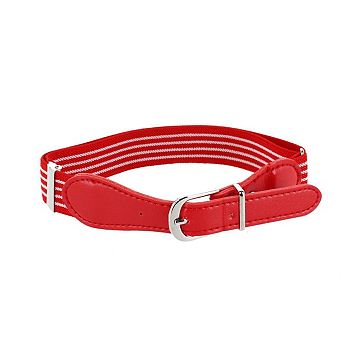 CTM Kids' Striped Elastic Stretch Belt with Buckle