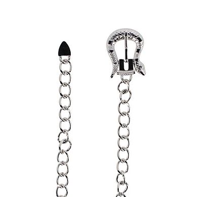 CTM Women's Snakeskin Metal Buckle Chain Belt