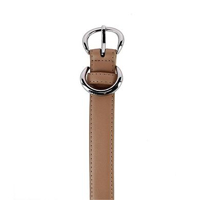 CTM Women's Leather Dress Belt with Metal Keeper