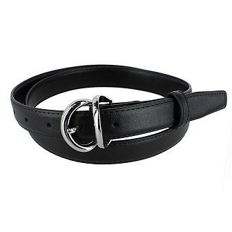 CTM Women's Leather Dress Belt with Metal Keeper