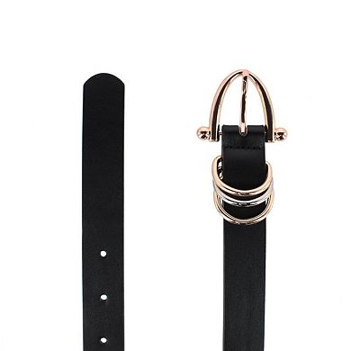 CTM Women's Skinny Dress Belt with Triple Ring Detail