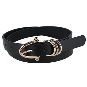 CTM Women's Skinny Dress Belt with Triple Ring Detail
