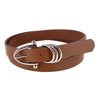 CTM Women's Skinny Dress Belt with Triple Ring Detail
